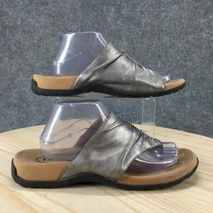 Taos Sandals Womens 11 Gift 2 Toe-Post Thong Metallic Pewter Casual Silver Slide - Picture 1 of 16