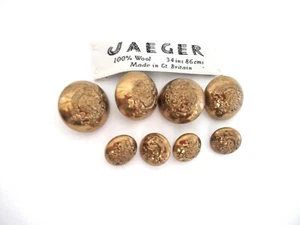 Jaeger 8 gold reclaimed buttons 4 large 4 small jacket or blazer - Picture 1 of 4