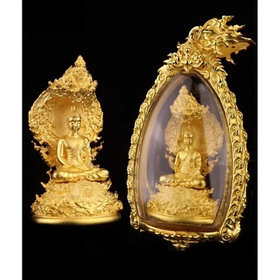 Golden Naka Covering Buddha Gold Color Phra Wimuttisuk Tewanakarach Thai Amulet - Image 1 of 4