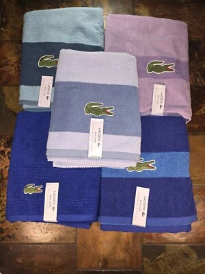 NUEVO CON ETIQUETAS TOALLAS DE BAÑO LACOSTE grandes logotipo de cocodrilo 30" X 52" varios colores Foto 1 de 4