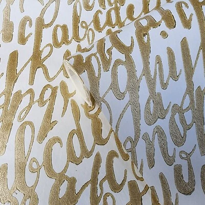 Ronald Redding Masterworks white gold metallic Novelty hand writing Wallpaper 3D - Image 1 of 4