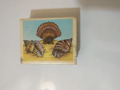 Sello de goma PSX Seashell Trio Shells On Beach de colección montaje en madera 2,25" x 2,75" F334 Foto 1 de 4