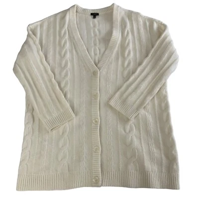 Talbots Women Preppy Fisherman Minimal Scandi Long Cable Cardigan Sweater Size X - Image 1 of 4