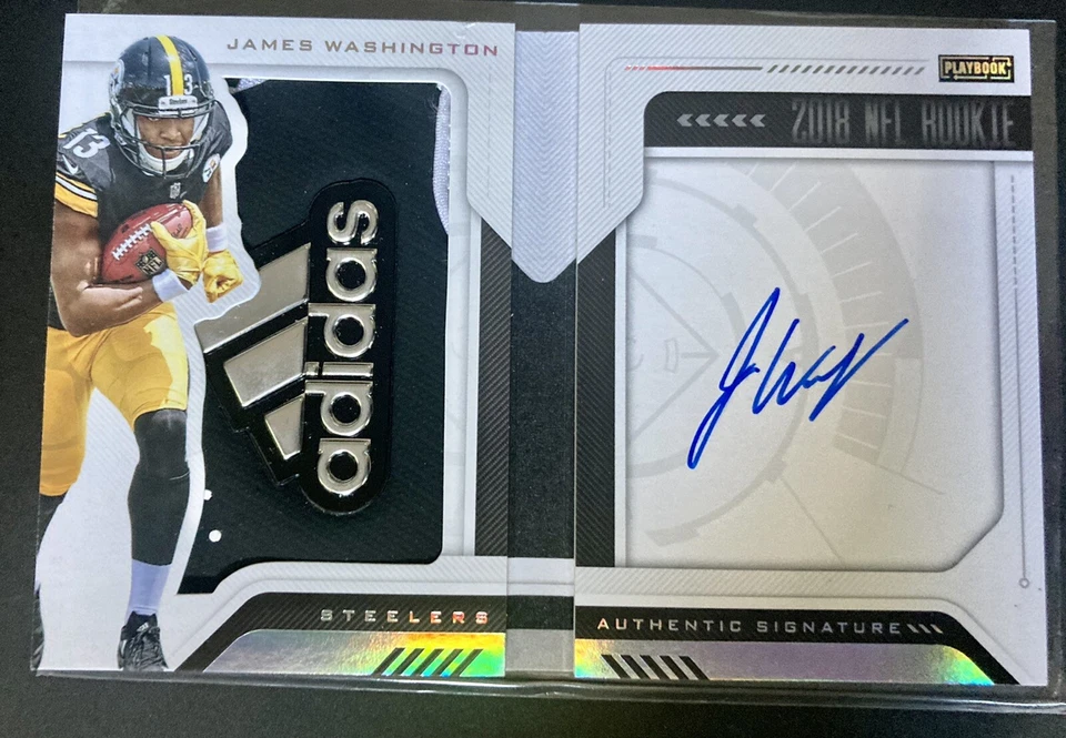 2018 James Washington Playbook RC Auto Glove Patch #2/5 3CLR Booklet RPA Panini - Image 1 of 4