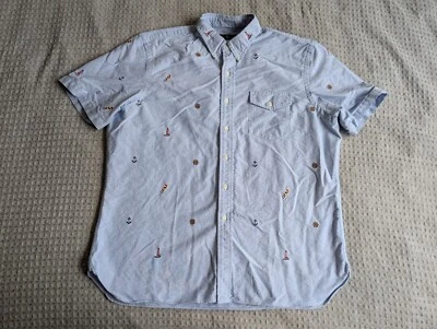 Ralph Lauren Shirt Men Extra Large Blue Nautical Oxford Button Down Short Sleeve - Image 1 of 4