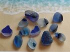 Genuine Seaham Sea Glass -  (S650) 12 IMPERFECT BLUE MULTIS