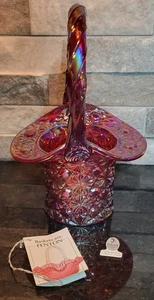 Fenton Art Glass Red Carnival with Daisy And Button Basket - Picture 1 of 8