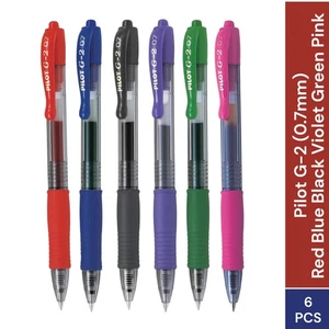 Pilot G2 Gel Pen 0.7mm -6 Color Loose Pack Black, Blue, Red, Violet, Green, Pink - Picture 1 of 18
