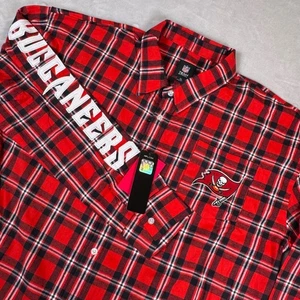 NFL Tampa Bay Buccaneers Camisa de Franela para Hombres XL Abotonada Roja A Cuadros Nueva con Etiquetas - Imagen 1 de 12
