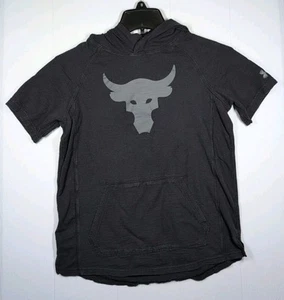Under Armour Project Rock Charged Cotton Short Sleeve Hooded Shirt Size Youth L - Picture 1 of 6