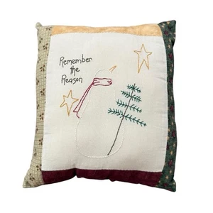 Handmade Pillow Snowman Christmas Winter Sampler Primitive Embroidered - Picture 1 of 7