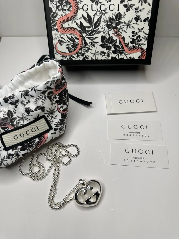 🆕️NUEVO Auténtico Collar Colgante GUCCI LOVE BRITT ENTRELAZADO G PLATA ESTERLINA 925 Foto 1 de 4