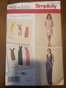 1420 Simplicity SEWING Pattern CUT Misses 6-14 dress 3 lengths day evening - Picture 1 of 2