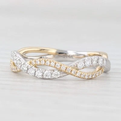New 0.29ctw Woven Diamond Ring 14k White Yellow Gold Wedding Stackable Band 6.75 - Image 1 of 4