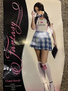 Fantasy Fun World Women’s I Love Nerds Adult Halloween Costume - S 2-8 - Picture 1 of 4