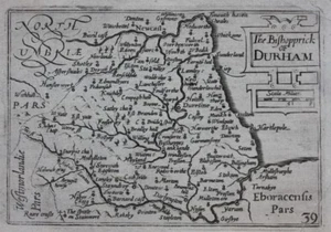 Original antique map DURHAM, BISHOPPRICK OF DURHAM, Van der Keere, c.1676 - Picture 1 of 3