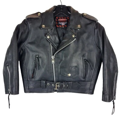 INTERSTATE LEATHER Jacket Womens 8 Black Leather Motorcycle Biker Casual Outdoor - Image 1 of 4
