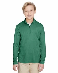 Team 365 Youth Quarter-Zip Jacket UV Protection Sonic Heather Performance TT31HY - Picture 1 of 26