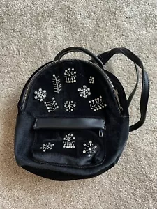 Topshop Velvet Black Beaded Small Backpack New Without Tags Nwot - Picture 1 of 5
