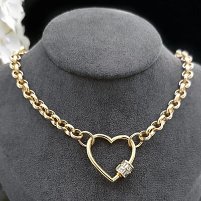 Collar de cadena BELCHER LINK corte baguette GL oro 14k broche de corazón TODAS LAS LONGITUDES Foto 1 de 4