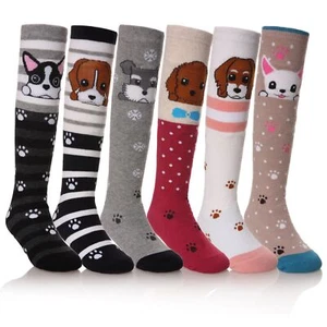 Girls Knee High Socks Kids Crazy Fun Gift Cute Animal Patterns Cotton Long So... - Picture 1 of 6