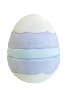 Ceramic Bisque Easter Egg Hand Painted Raised Design Pastel Blue Shades 2.5" T - Picture 1 of 7
