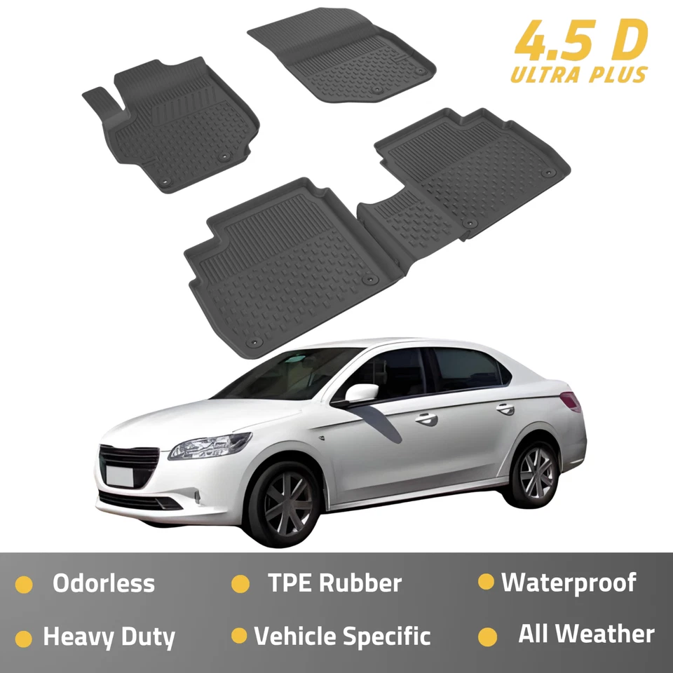 Floor Mats for Peugeot 301 2012-2024 Floor Liner for Cars Costum Fit Black - Image 1 of 4