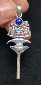 925 Sterling Silver Handmade Eye of Horus Ankh pendant From Egypt - Picture 1 of 7
