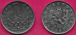 TSCHECHISCHE REP 1 KRONEN 1997 UNC St.WENZELSKRONE, GROSSE DENOMINATION ÜBER DER KRÄHE - Bild 1 von 1