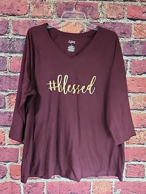 Женская толстовка City Streets размер 1X темно-бордовая с графическим благословенным V-образным вырезом C107 - Изображение 1 из 4