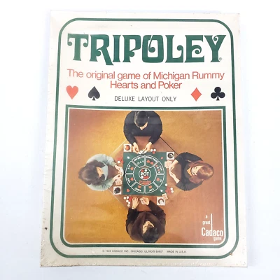 NEW Vtg 1969 DE No. 111 Cadaco TRIPOLEY Deluxe Layout ONLY M Rummy Hearts Poker - Image 1 of 4