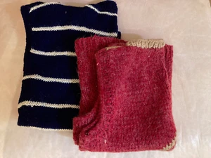 RETRO 1980 2x Jersey de punto hecho a mano para mujer M azul rojo mezcla de mohair ÚNICO - Imagen 1 de 24