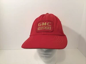 Vtg GMC Trucks Patch Red Snap Back Mesh Trucker Hat Cap - Picture 1 of 6