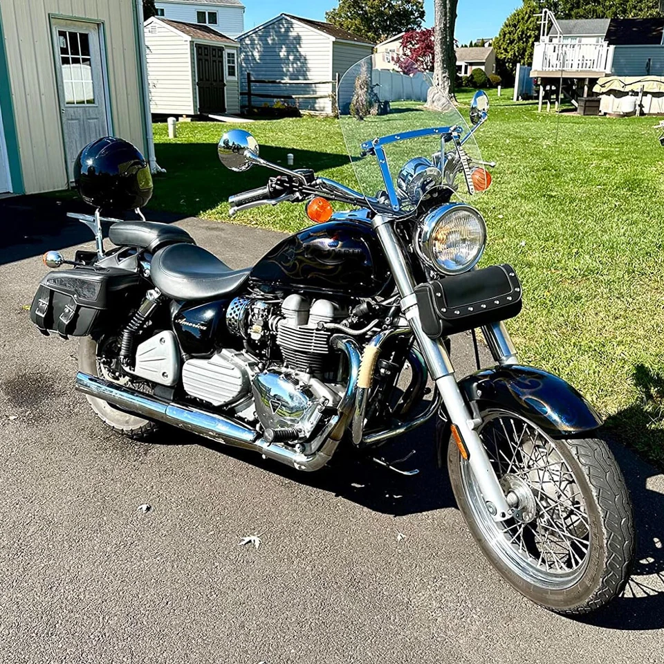 For Triumph Bonneville America Speedmaster 18"x16" Windshield 7/8" 1" Handlebar - Image 1 of 4