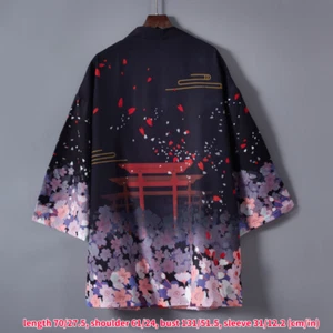 Men Women Kimono Coat Cardigan Jacket Tops Yukata Haori Unisex Japanese Black - Picture 1 of 5