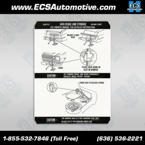 Mopar Dodge Plymouth Chrysler Jacking Instructions 1972-1974 A-body vehicles - Picture 1 of 1