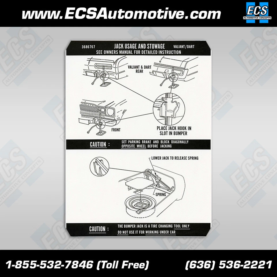 Mopar Dodge Plymouth Chrysler Jacking Instructions 1972-1974 A-body vehicles - Image 1 of 1
