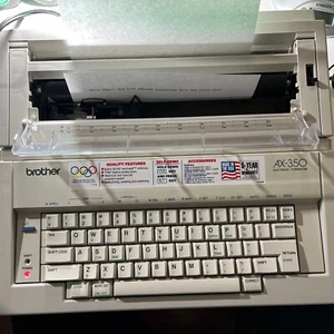 BROTHER Portable Electric Typewriter AX-350 Daisy Wheel & Cover Tested Working - Picture 1 of 15