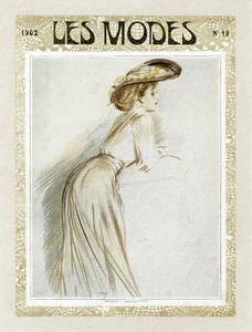 "Marcelle LENDER (LES MODES N°19 de 1902)" Couverture origin. de HELLEU entoilée - Picture 1 of 1