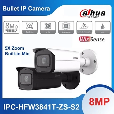 Dahua 8MP Zoom IP Camera IPC-HFW3841T-ZS-S2 5x Varifocal Bullet IR60 MIC POE Lot - Image 1 of 4