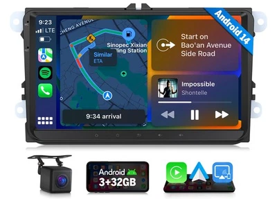 CAM+For VW T5 Multivan DAB+ Android 14 9" Car Stereo Radio Sat Nav RDS Head Unit - Image 1 of 4