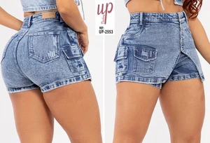 UP BLAUER ROCK/SHORTS COLOMBIANOS KOLUMBIANISCH PUSH UP LEVANTA COLA FALDA KURZ - Bild 1 von 3