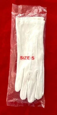 Guantes de algodón blancos vintage para dama sobre la muñeca sellados en paquete talla pequeña Foto 1 de 4