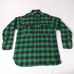 Giacca vintage Woolrich uomo piccola 15 verde a quadri shacket lana flanella top anni 70 - Foto 1 di 17