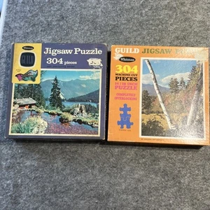 2 Vintage Whitman Guild Puzzles - Complete - Mountain Scenes 304 - Picture 1 of 12