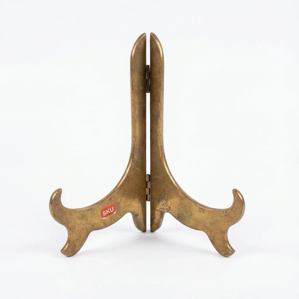 Caballete plegable de latón vintage soporte de exhibición plegable decorativo Foto 1 de 4