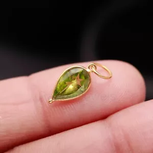 Solid 18k Gold Natural Peridot Gemstone Gift For Birthday Women Charms Pendant - Picture 1 of 8