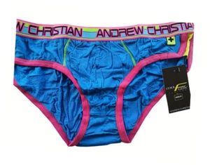 Andrew Christian Medium AC9880 Coolflex Tagless Brief w/Show It Blue Underwear - Picture 1 of 11
