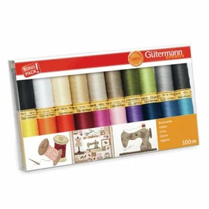Gutermann 100% Cotone Naturale Filo Set 100m Mano E Macchina 20 Assortito Bobine - Picture 1 of 1