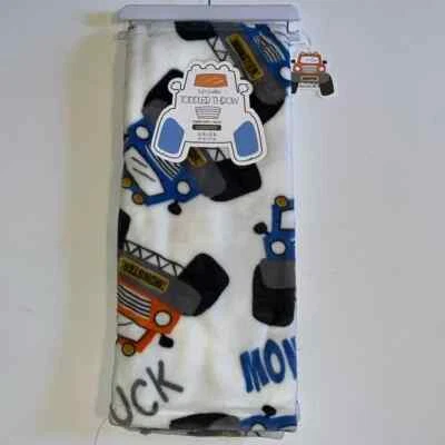 Monster Trucks 4x4 Toddler Boys Throw Blanket Gift 40x50" white blue orange - Image 1 of 4